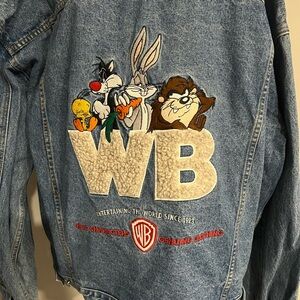 Looney Tunes Warner Bros Embroidered 1996 Vintage Jacket W Sherpa Collar XXL